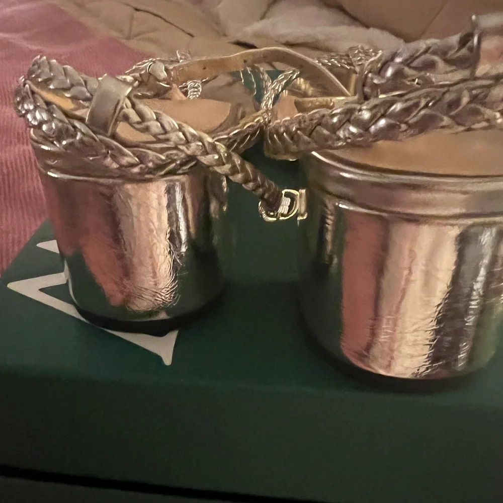 J Crew Gold Leather Sandals 91/2 - Picture 6 of 6